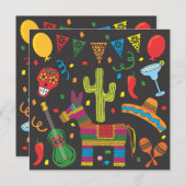 Uitnodiging van de Black Cinco de Mayo Fiesta Part (Voorkant / Achterkant)