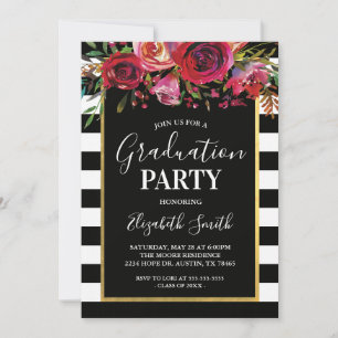 Uitnodiging van de Black Stripe Floral Gradual Par
