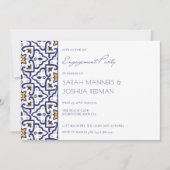 Uitnodiging van de blauwe Marokkaanse Tile Engagem (Voorkant)