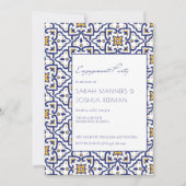 Uitnodiging van de blauwe Marokkaanse Tile Engagem (Voorkant)