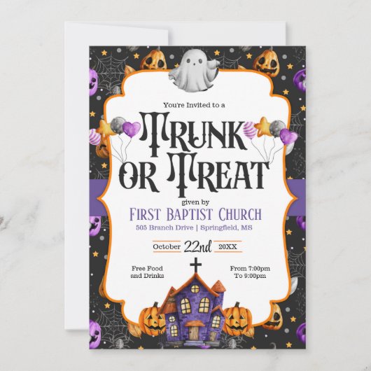 Uitnodiging van de boomstam- of Treat-kerk (Voorkant)
