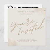 Uitnodiging van de bruiloft om de data te bewaren (Voorkant / Achterkant)