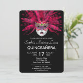 uitnodiging van de Colorful Masquerade Quinceañera (Staand voorkant)