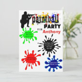 uitnodiging van de Colorful Paintball Birthday Par (Staand voorkant)
