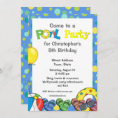 Uitnodiging van de Colorful Pool van kinderen (Voorkant / Achterkant)