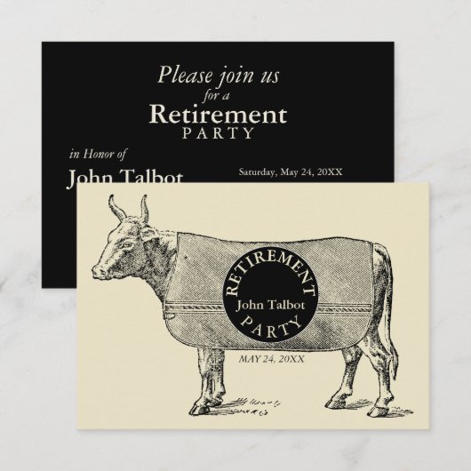 Uitnodiging van de Cow Blanket Retirement Party 1 (Voorkant / Achterkant)