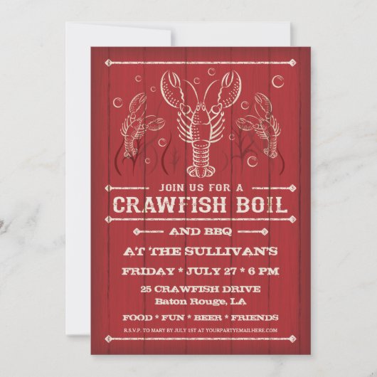 Uitnodiging van de Crawfish Boil Party (Voorkant)