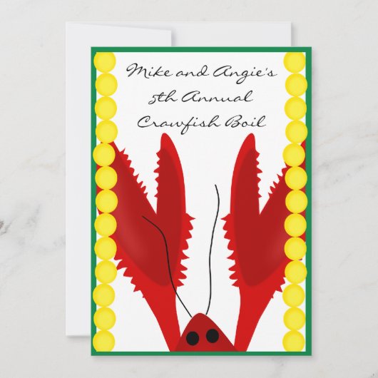 Uitnodiging van de Crawfish Boil Party (Voorkant)