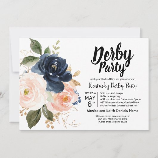Uitnodiging van de Derby Horse Racing Party (Voorkant)