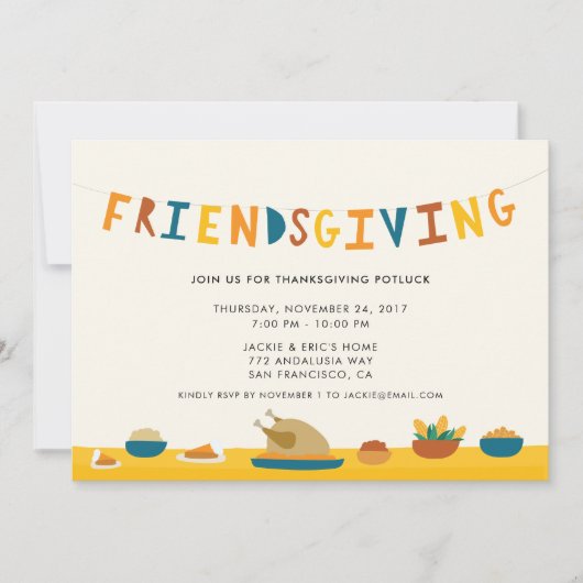 Uitnodiging van de Friendsgiving Party (Voorkant)