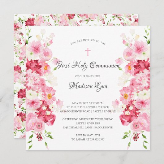 Uitnodiging van de Gemeenschap van de lente-bloese (Voorkant / Achterkant)