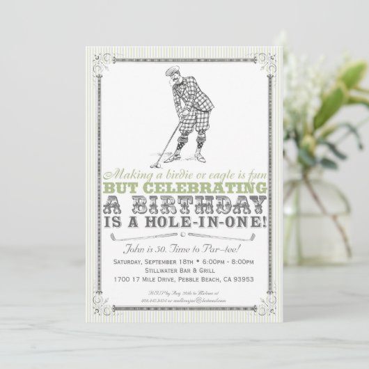 uitnodiging van de Golfpartij - Man (Staand voorkant)
