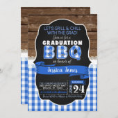 Uitnodiging van de Graduation Party van BBQ - Blau (Voorkant / Achterkant)