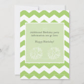 Uitnodiging van de Groene Cheerleading Birthday Pa (Achterkant)
