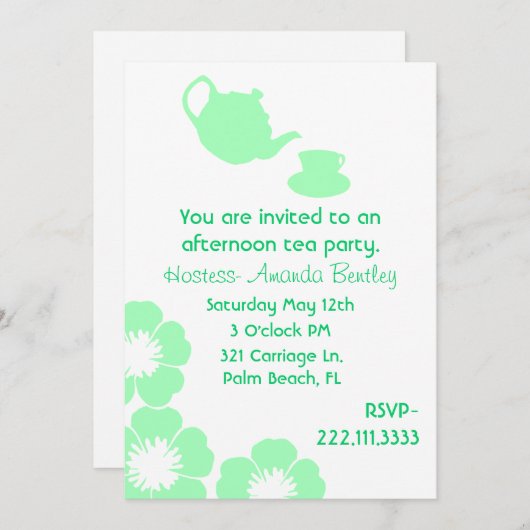  uitnodiging van de Groene en Witte Partij van het (Voorkant / Achterkant)