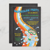 Uitnodiging van de groep Chalkboard Waterslide (Voorkant / Achterkant)