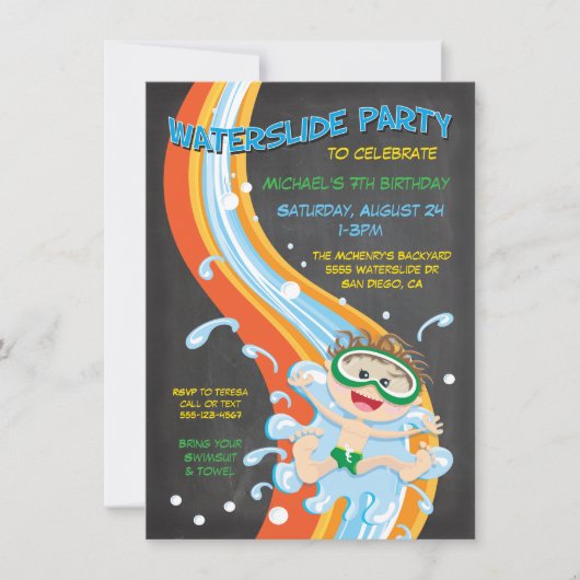 Uitnodiging van de groep Chalkboard Waterslide (Voorkant)