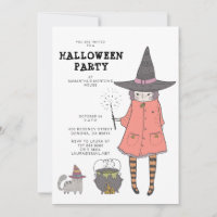 Uitnodiging van de Halloween-partij van Witch Kind