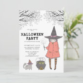 Uitnodiging van de Halloween-partij van Witch Kind (Staand voorkant)