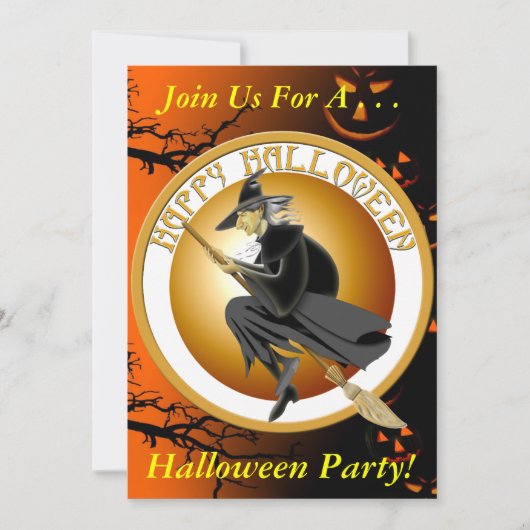Uitnodiging van de Halloween Witch Party (Voorkant)