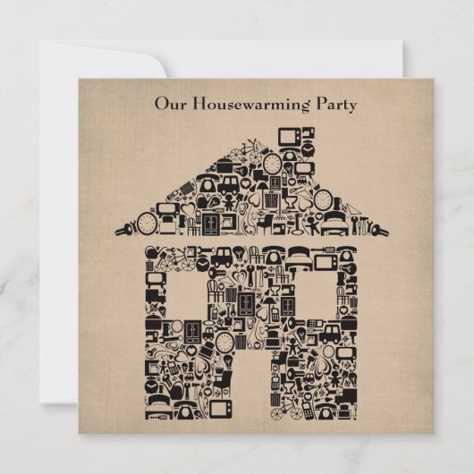 Uitnodiging van de House Home Housewarming Moving  (Voorkant)