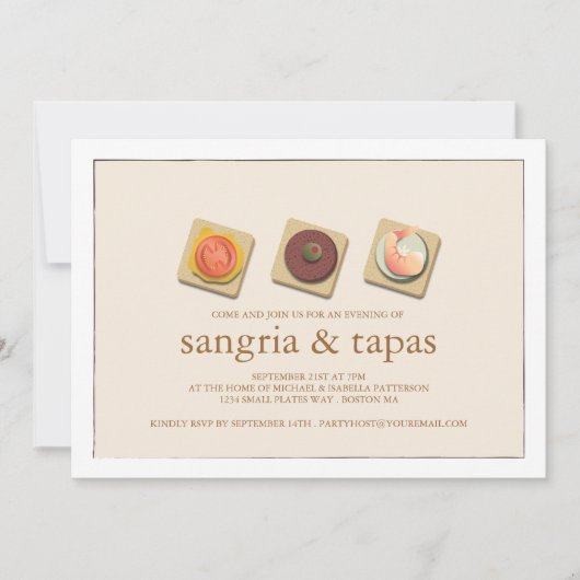 Uitnodiging van de kleine bites Trio Sangria & Tap (Voorkant)