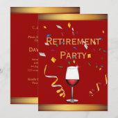 Uitnodiging van de Luxury Gold & Red Wine Retireme (Voorkant / Achterkant)