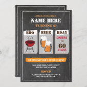 Uitnodiging van de Mannen partij BBQ Beers Birthda (Voorkant / Achterkant)