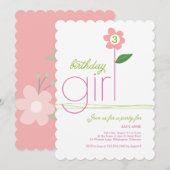 Uitnodiging van de meisjespartij Birthday (Voorkant / Achterkant)