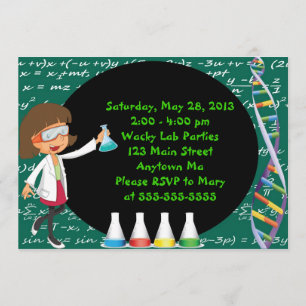 Uitnodiging van de Meisjespartij Brunette Mad Scie