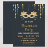 Uitnodiging van de moderne Masquerade-verjaardagsp (Voorkant / Achterkant)