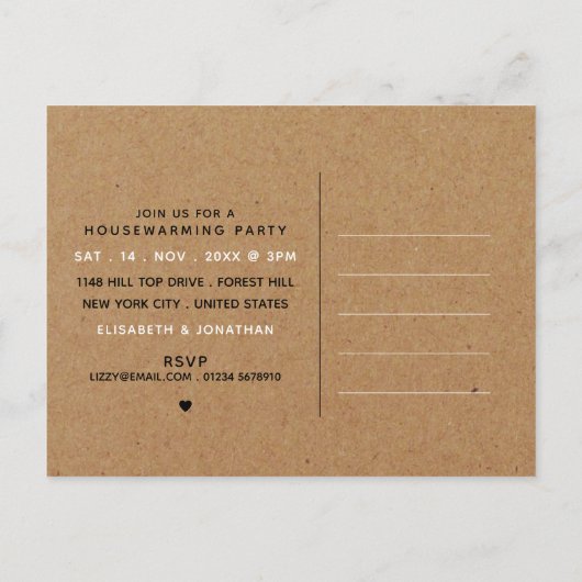Uitnodiging van de National Kraft Housewarming Par (Achterkant)