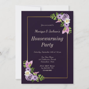 Uitnodiging van de Paarse Floral Housewarming Part