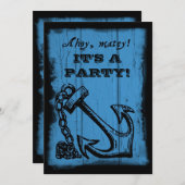 uitnodiging van de partij Anchor Blue Birthday (Voorkant / Achterkant)