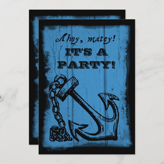 uitnodiging van de partij Anchor Blue Birthday (Voorkant / Achterkant)