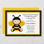 Uitnodiging van de partij Bee Birthday (Voorkant / Achterkant)