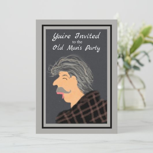 Uitnodiging van de partij Birthday Old Man (Staand voorkant)