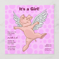 Uitnodiging van de partij Cute Flying Pig Baby sho