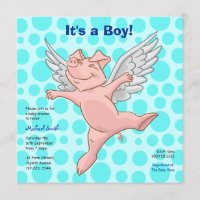 Uitnodiging van de partij Cute Flying Pig Baby sho
