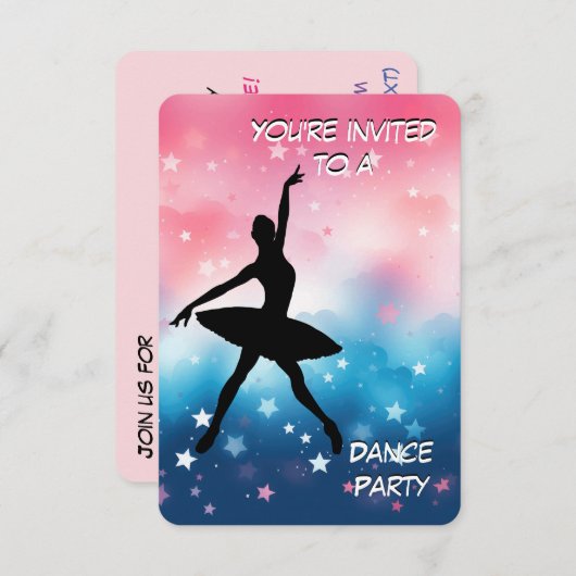 Uitnodiging van de partij Dance (Voorkant / Achterkant)