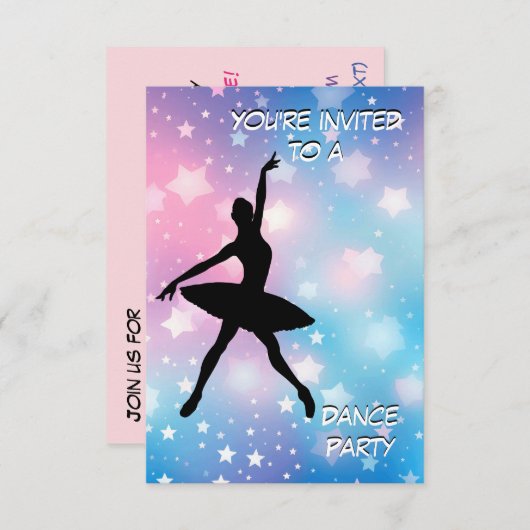 Uitnodiging van de partij Dance (Voorkant / Achterkant)
