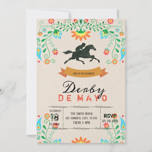 Uitnodiging van de partij Derby de Mayo (Voorkant)
