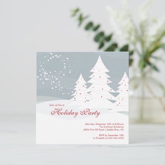 Uitnodiging van de partij Elegant Snow Trees Holid (Staand voorkant)