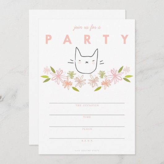 Uitnodiging van de partij Garden Cat (Voorkant / Achterkant)