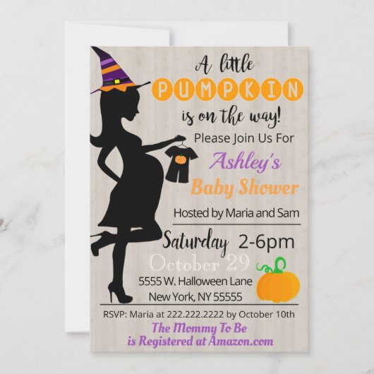 Uitnodiging van de partij Halloween Baby shower (Voorkant)