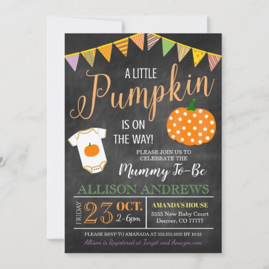 Uitnodiging van de partij Halloween Baby shower (Voorkant)