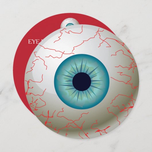 Uitnodiging van de partij Halloween Eyeball (blauw (Voorkant / Achterkant)