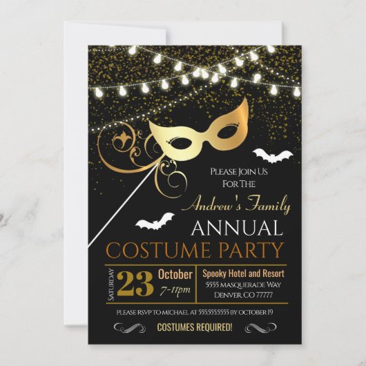 Uitnodiging van de partij Halloween Masquerade Cos (Voorkant)