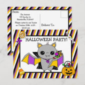 Uitnodiging van de partij Halloween met Snoep van  (Voorkant / Achterkant)