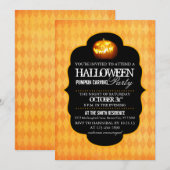 Uitnodiging van de partij Halloween Pumpkin Carvin (Voorkant / Achterkant)